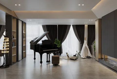Sinh hoạt chung và góc piano — phối cảnh concept