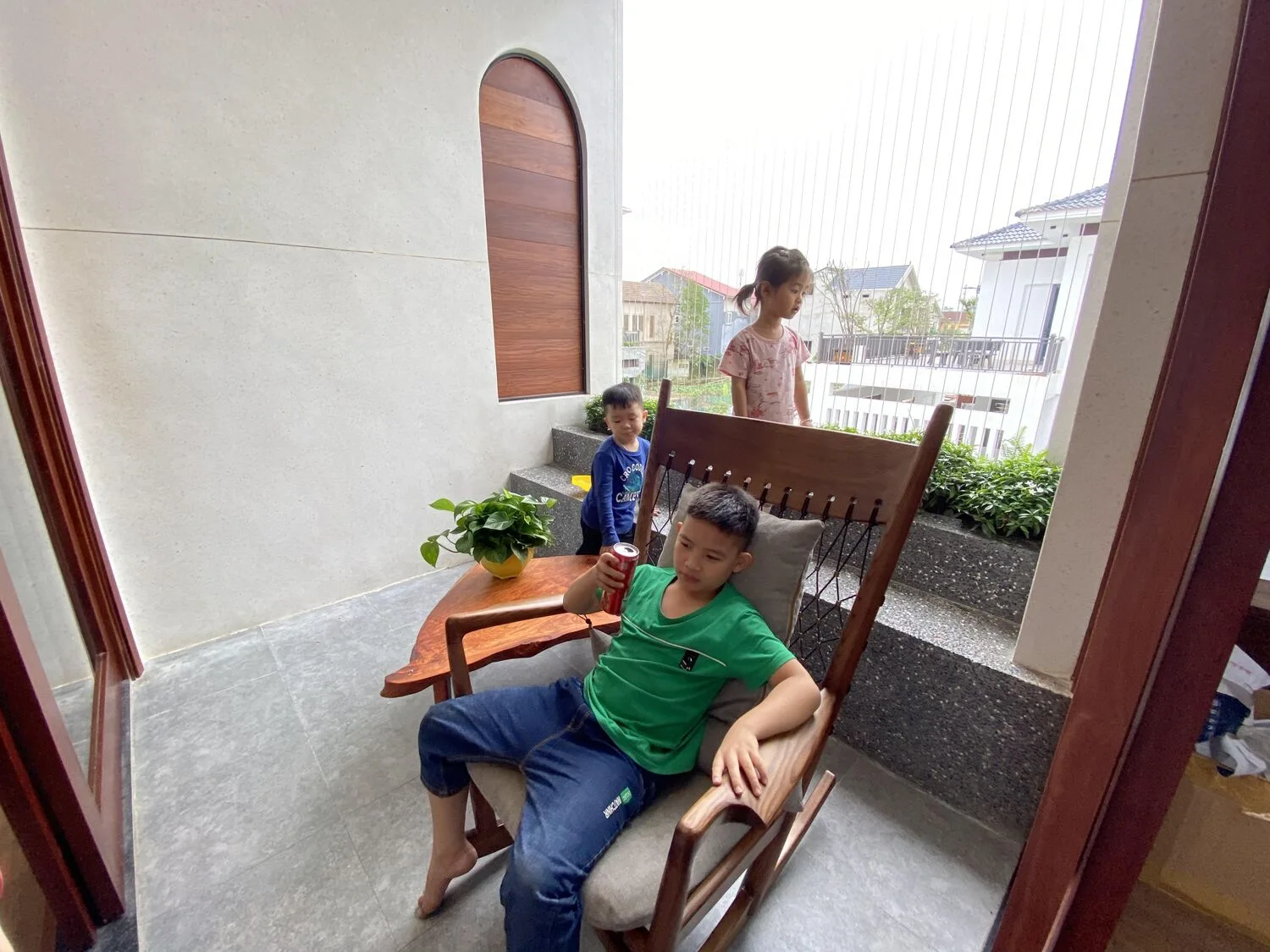 A family living corner by the veranda