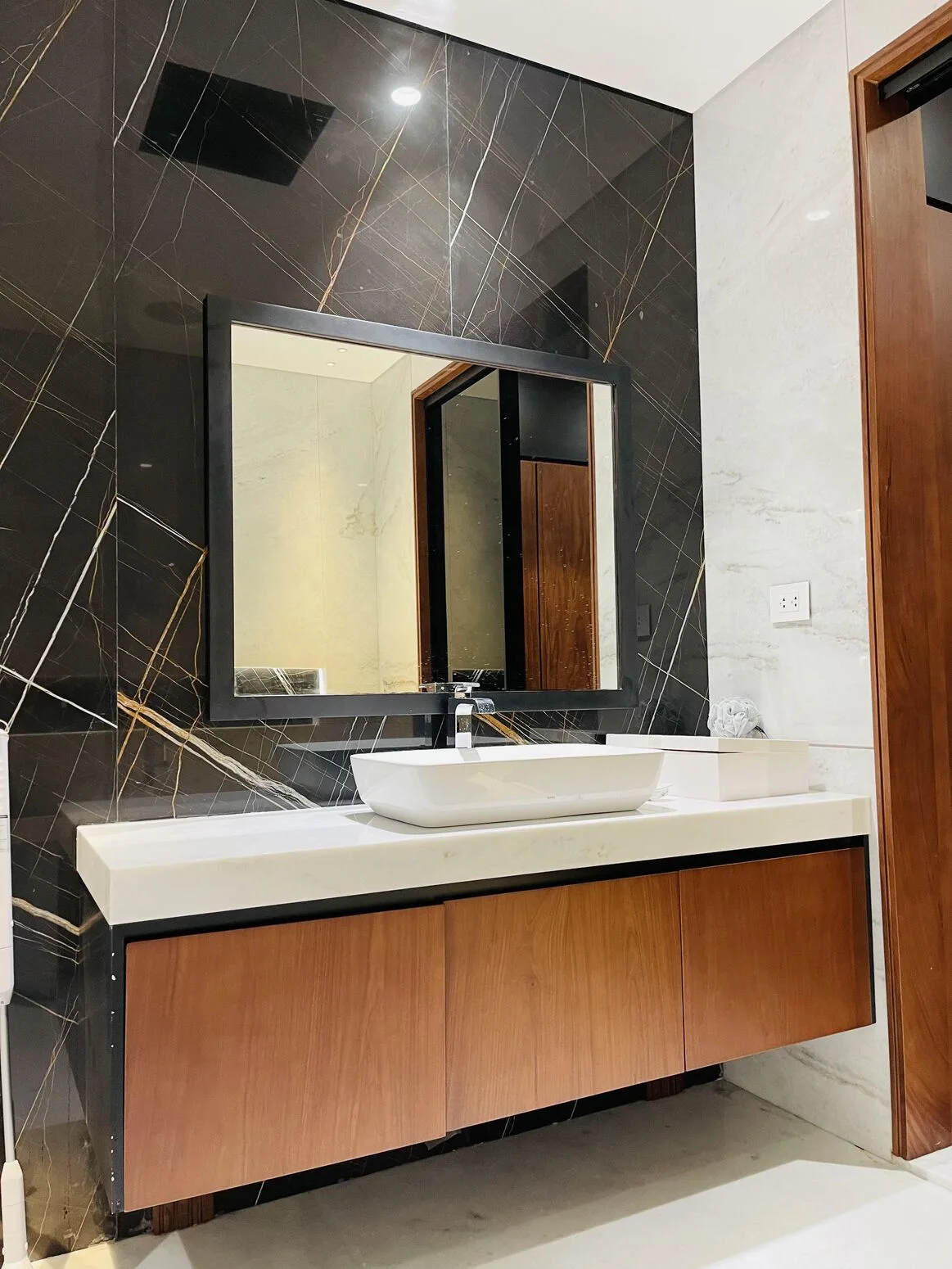 Marble bathroom — mirror and vanity