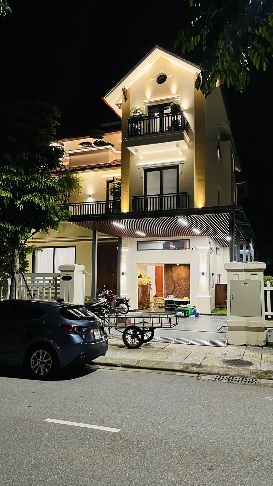 The entrance glowing in the evening