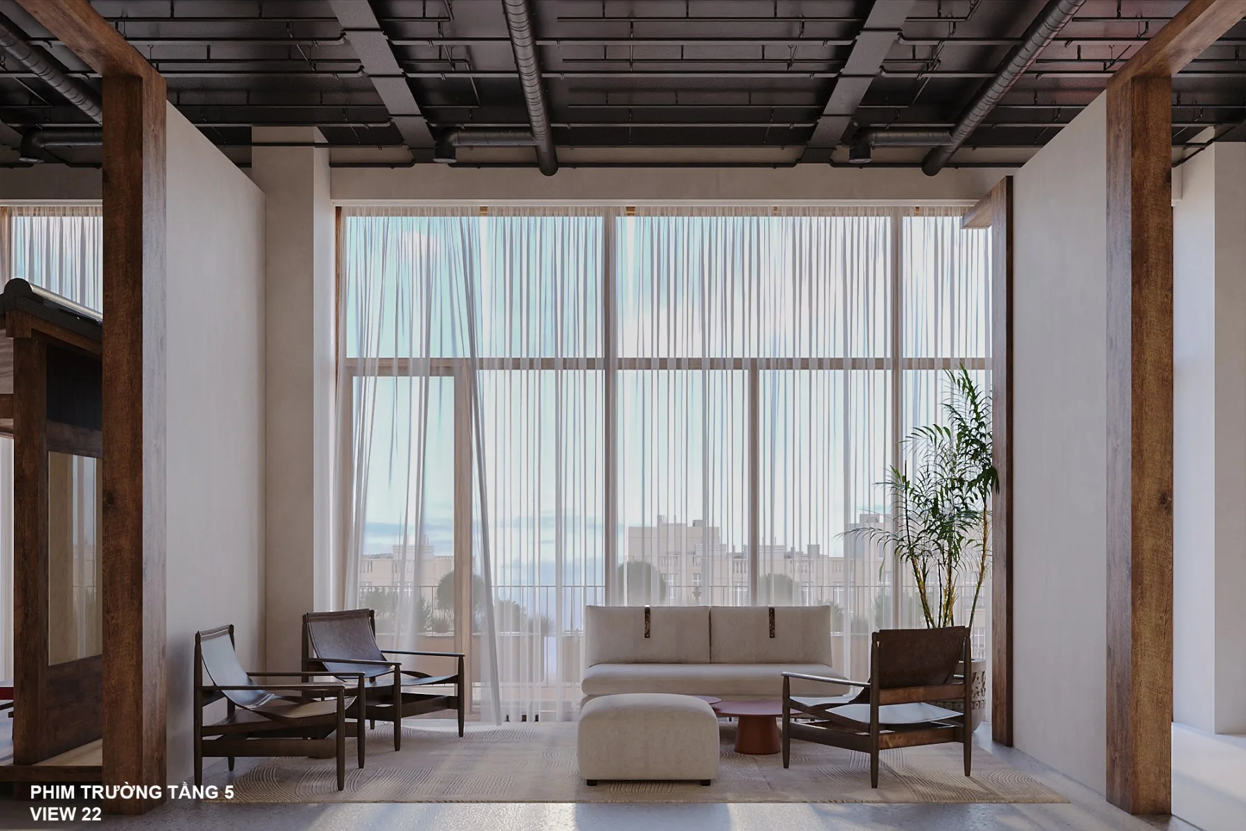 Không gian mở với ánh sáng tự nhiên — Phối cảnh 3D THOONG STUDIO
