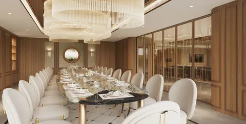 Bàn ăn và hệ đèn trang trí — phối cảnh concept