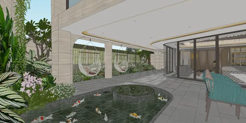 Sân vườn — nghiên cứu không gian SketchUp