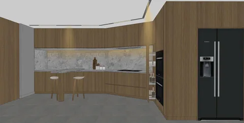 Bếp tầng 1 — nghiên cứu không gian SketchUp