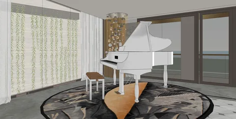 Góc piano — nghiên cứu không gian SketchUp