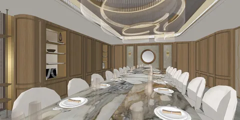 Phòng ăn trang trọng — nghiên cứu không gian SketchUp