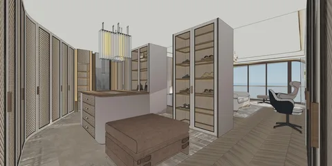 Phòng thay đồ nam gia chủ — nghiên cứu không gian SketchUp
