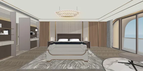 Phòng ngủ nam gia chủ — nghiên cứu không gian SketchUp