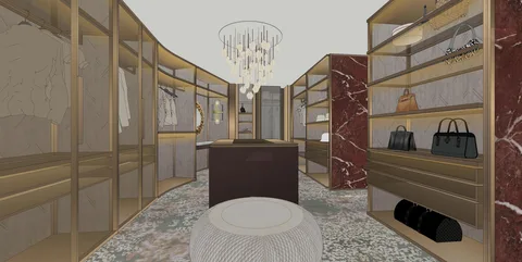 Phòng thay đồ nữ gia chủ — nghiên cứu không gian SketchUp
