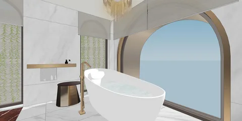 Phòng tắm nữ gia chủ — nghiên cứu không gian SketchUp